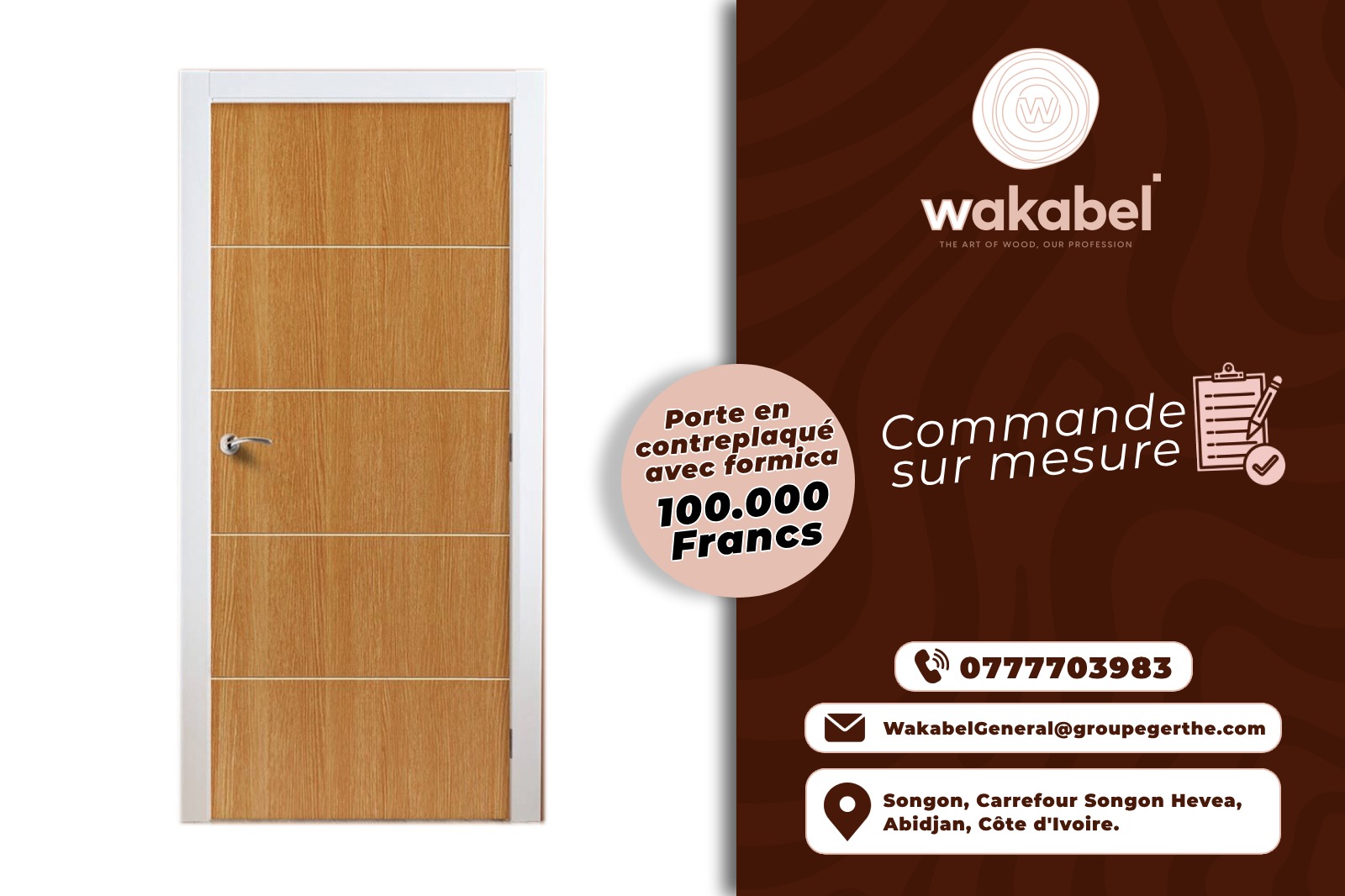Porte en contreplaque avec formica